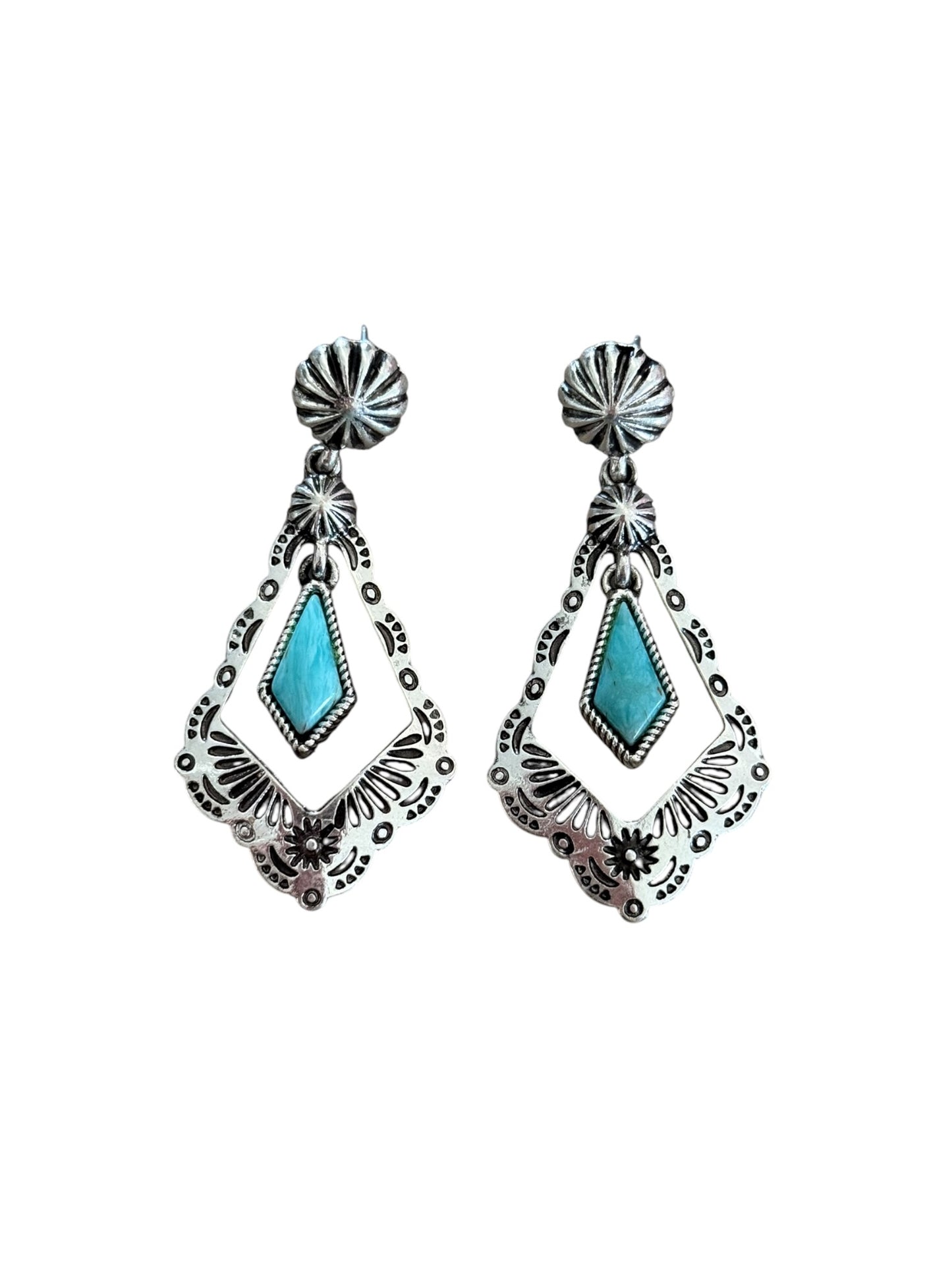 Turquoise Silver Drop Earrings