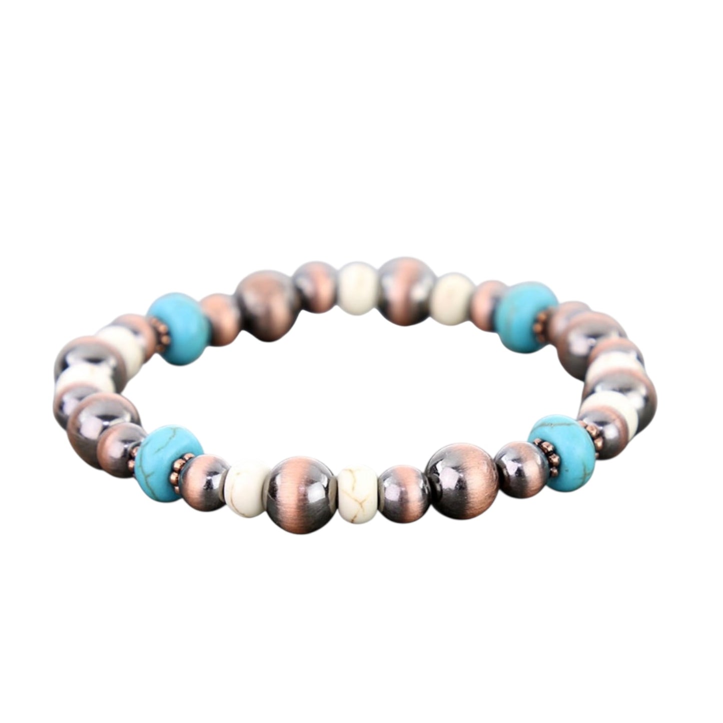 Copper Navajo Pearl Turquoise Stretch Bracelet
