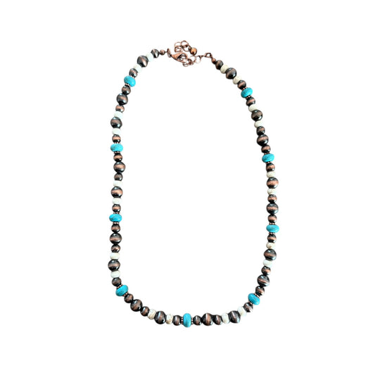 Copper & Turquoise Navajo Pearl Necklace