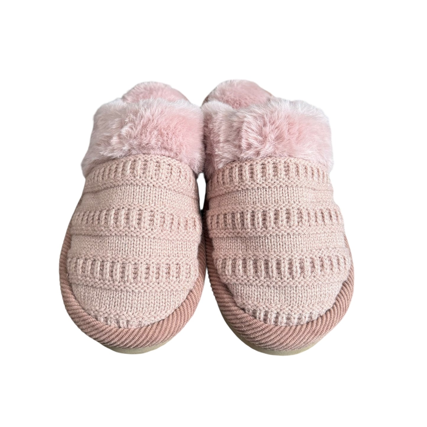 Pink Ribbed Slippers