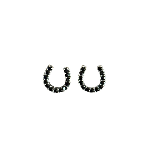 Black Crystal Horseshoe Earrings