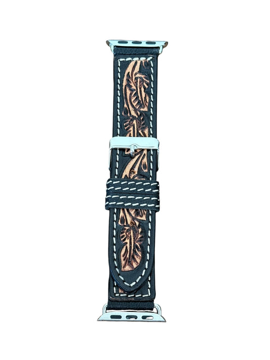 Tooled Black & Brown Apple Watchband