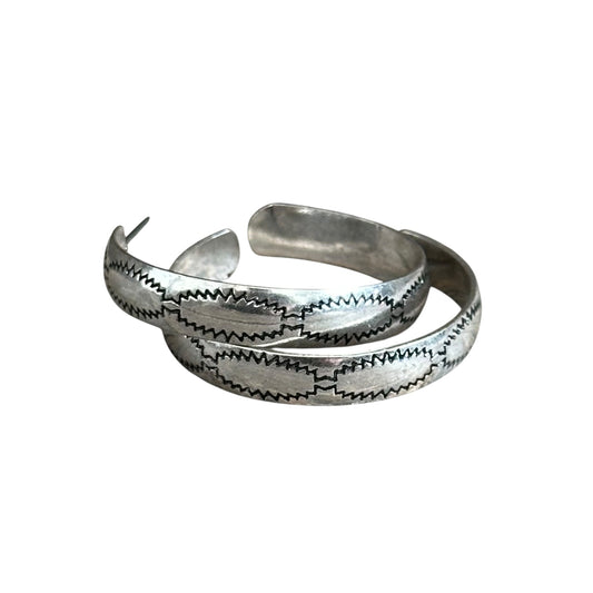 Silver Navajo Hoop Earrings