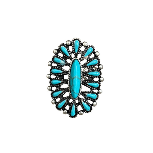 Turquoise Oval Cluster Cuff Ring