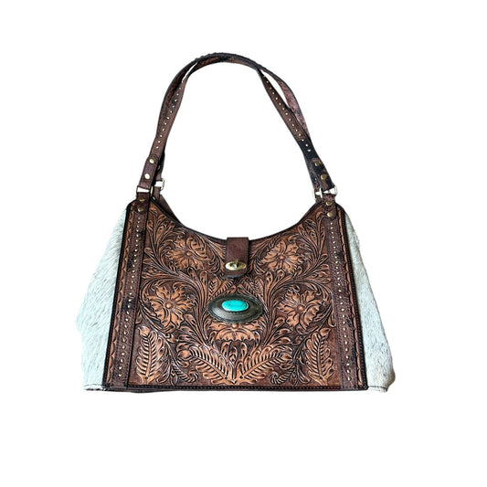 Tooled Floral Cowhide Purse