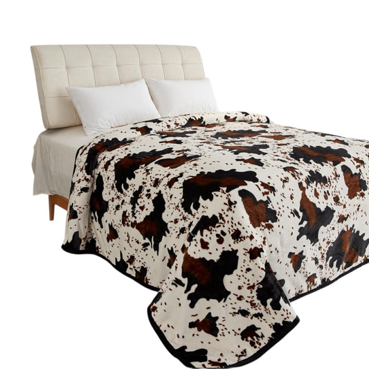 Tri Colour Cow Print King Blanket