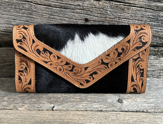 Tooled Leather Cowhide Wallet