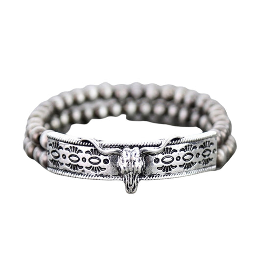 Longhorn Navajo Pearl Stretch Bracelet