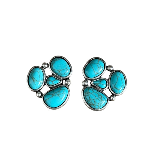 Turquoise Triple Cluster Earrings