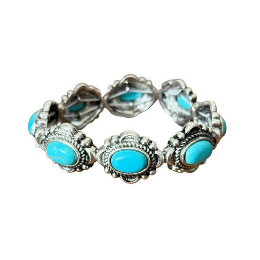 Turquoise Scalloped Concho Stretch Bracelet