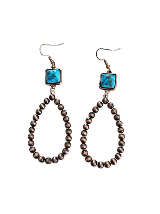 Turquoise Copper Teardrop Earrings