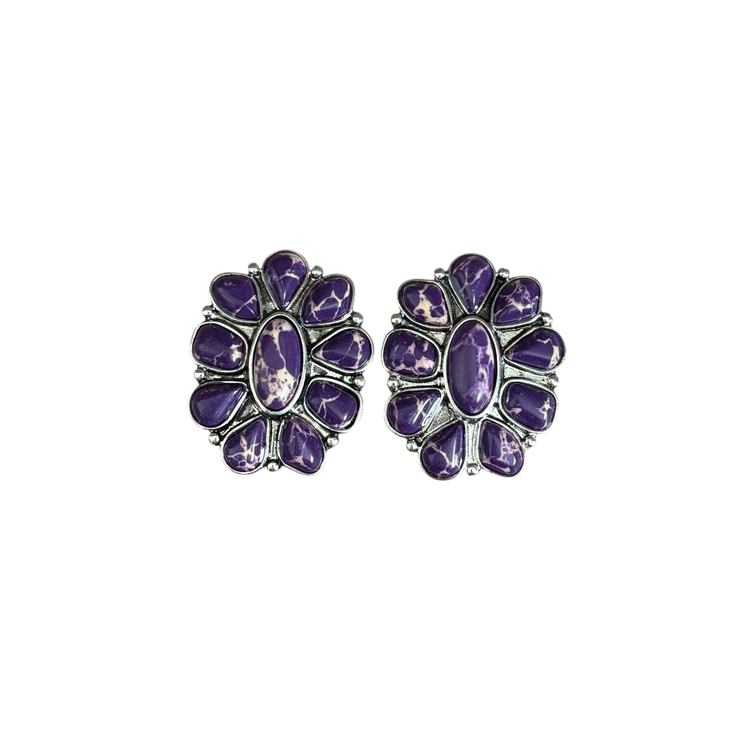 Purple Cluster Earrings