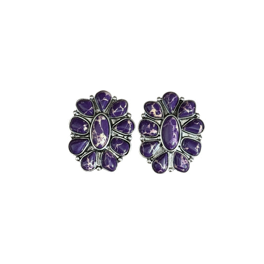 Purple Cluster Earrings