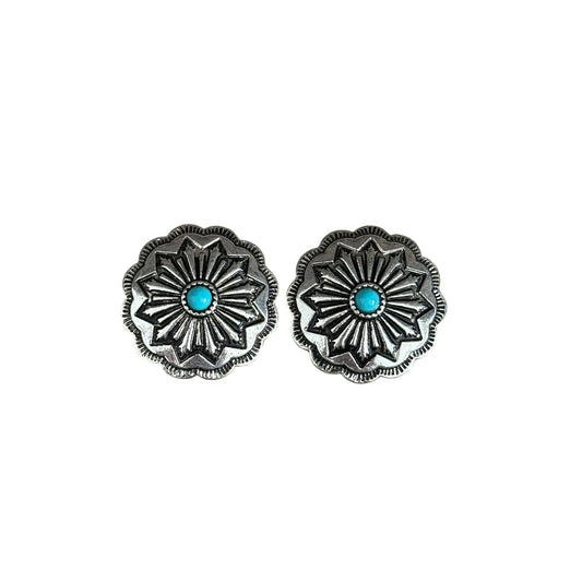 Turquoise Stone Concho Earrings