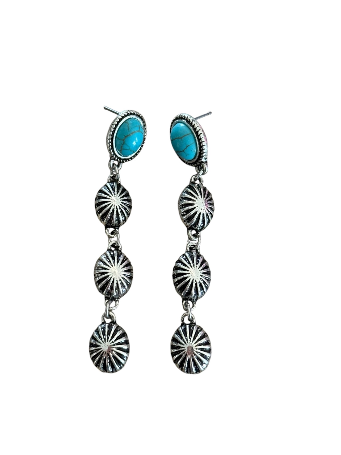 Turquoise Concho Drop Earrings