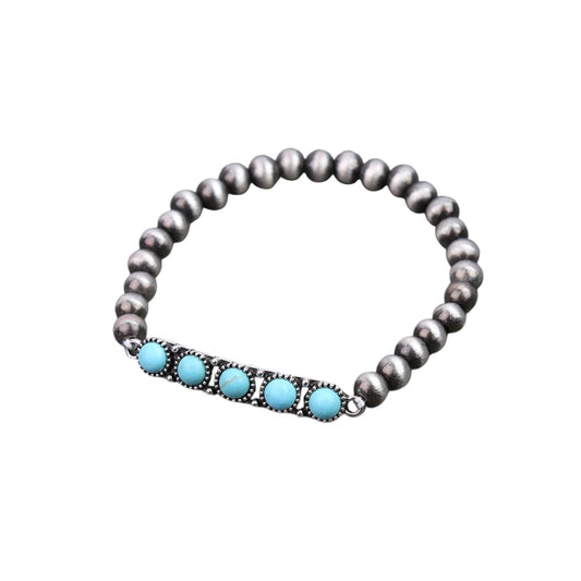 Turquoise Bar Navajo Pearl Stretch Bracelet