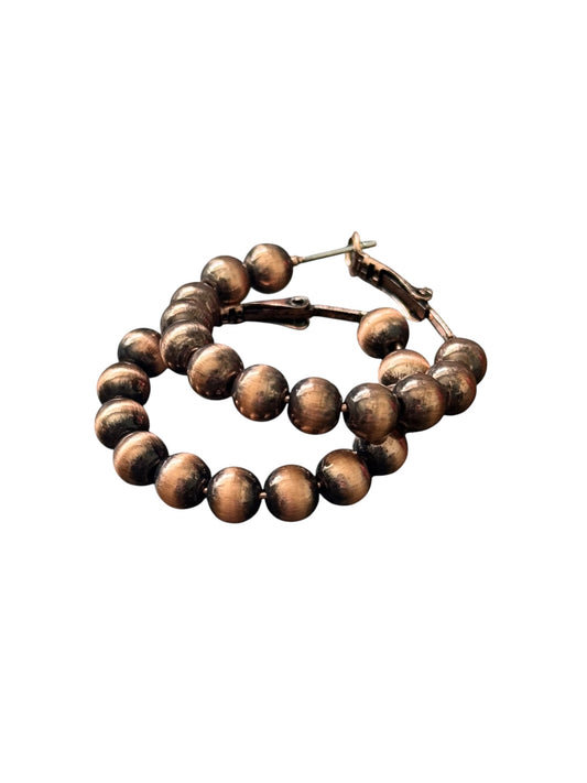 Copper Navajo Pearl Medium Hoop Earrings
