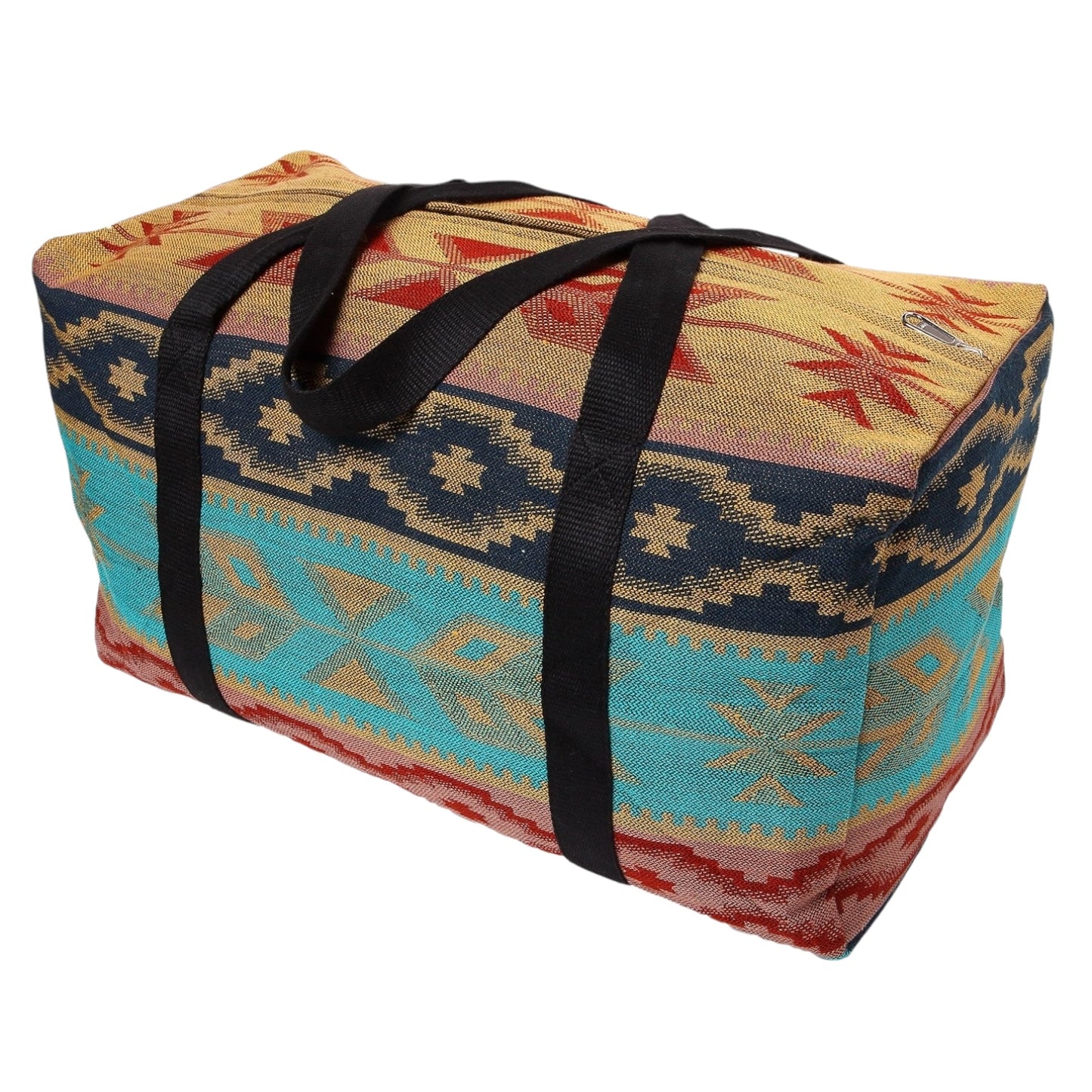 Turquoise & Navy Aztec Weekender Bag