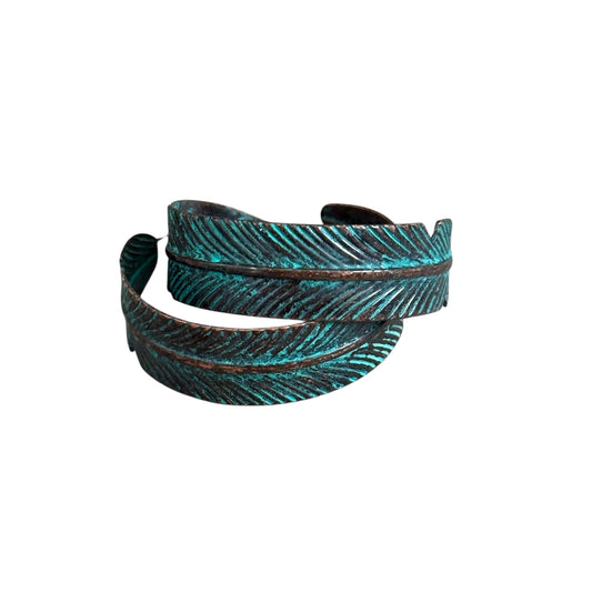 Patina Feather Hoop Earrings