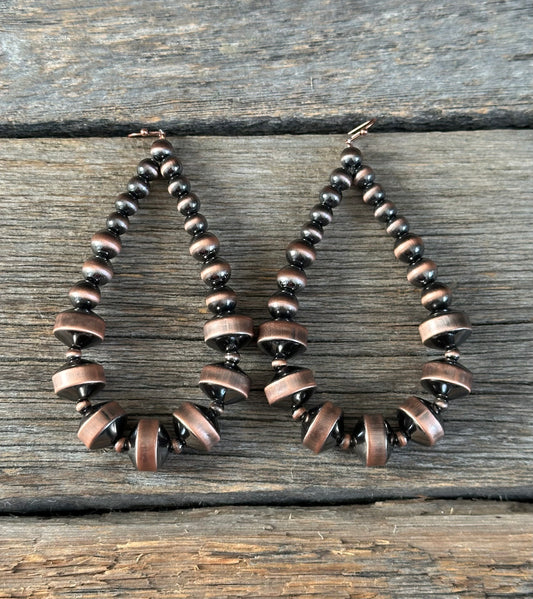 Copper Navajo Pearl Teardrop Earrings