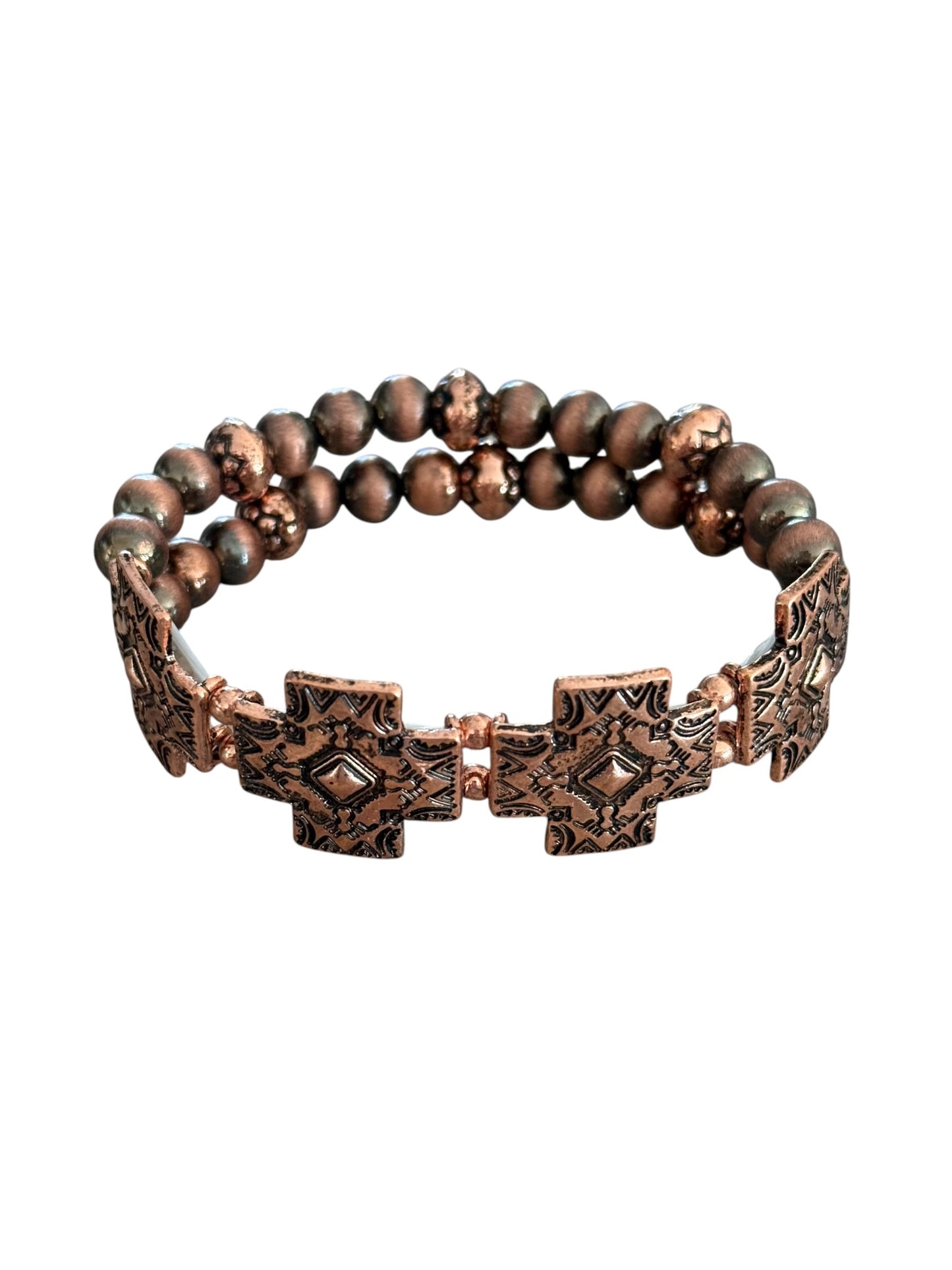 Copper Navajo Pearl Cross Bracelet