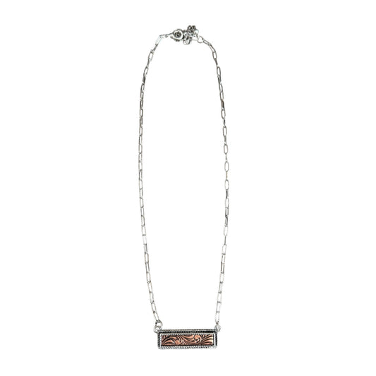 Tooled Copper Bar Necklace