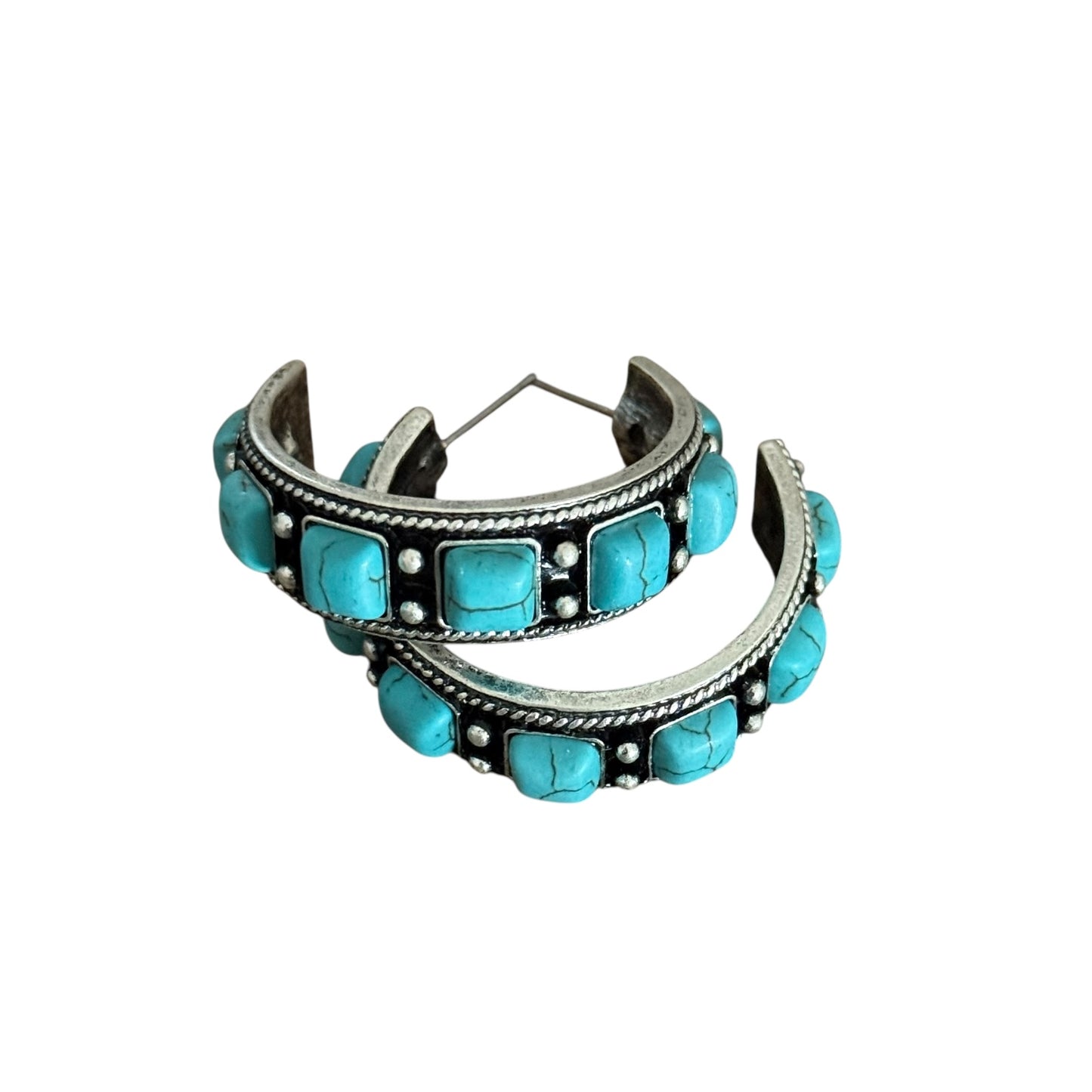 Turquoise Square Hoop Earrings