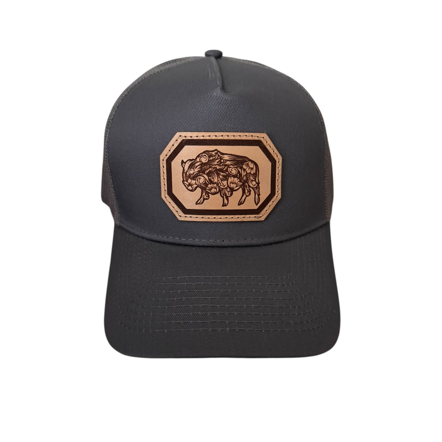 Grey Tooled Buffalo Hat