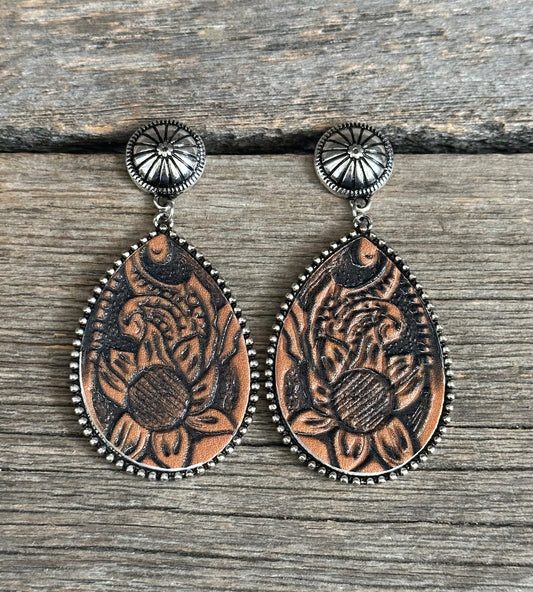 Floral Leather Earrings