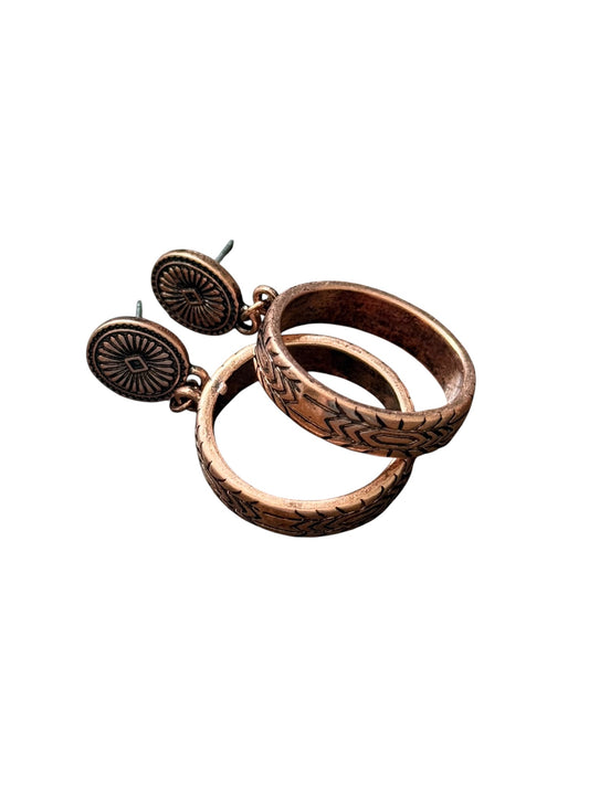 Copper Concho Hoop Earrings