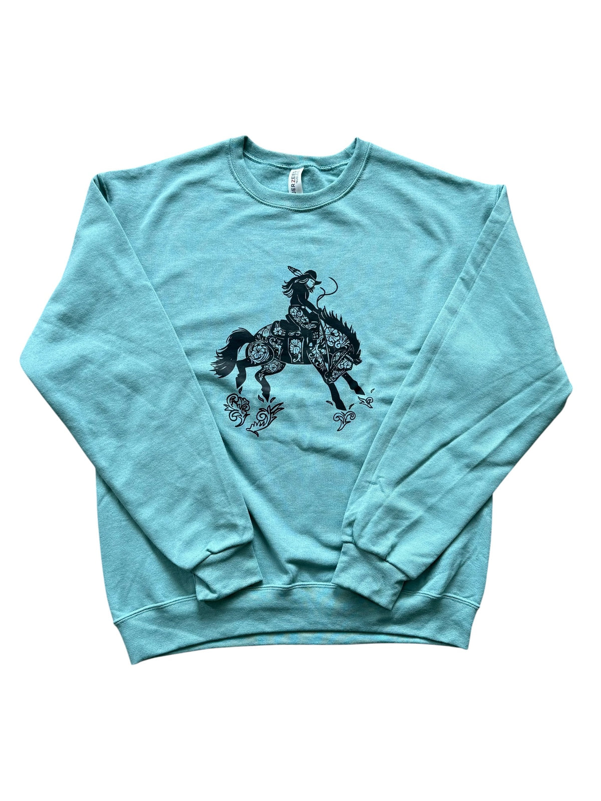 Tooled Bronc Turquoise Mint Crewneck
