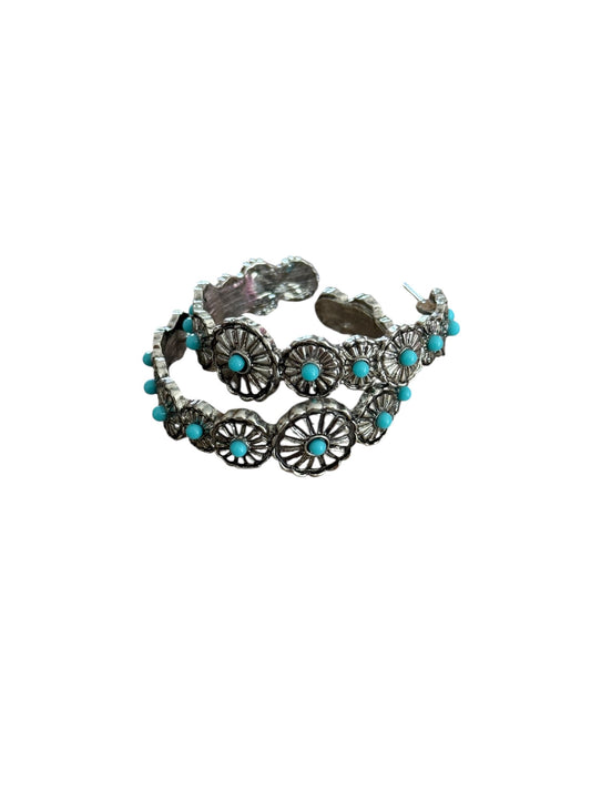 Turquoise Concho Hoop Earrings