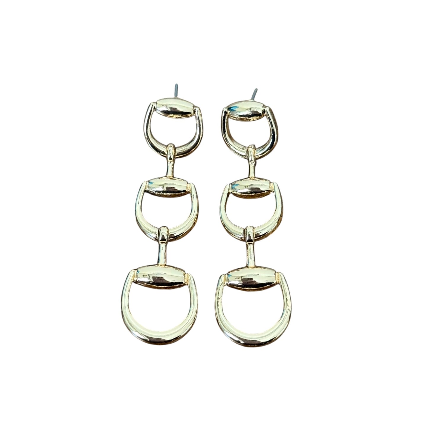 Gold Triple Snaffle Bit Earrings