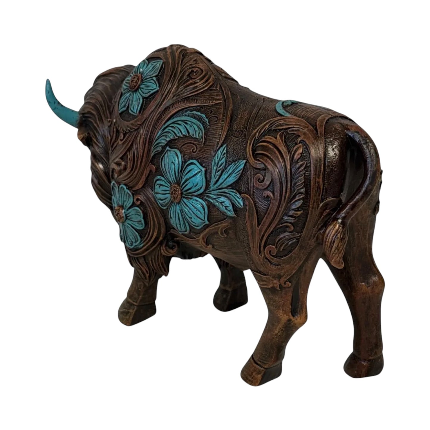 Turquoise Tooled Buffalo Statue