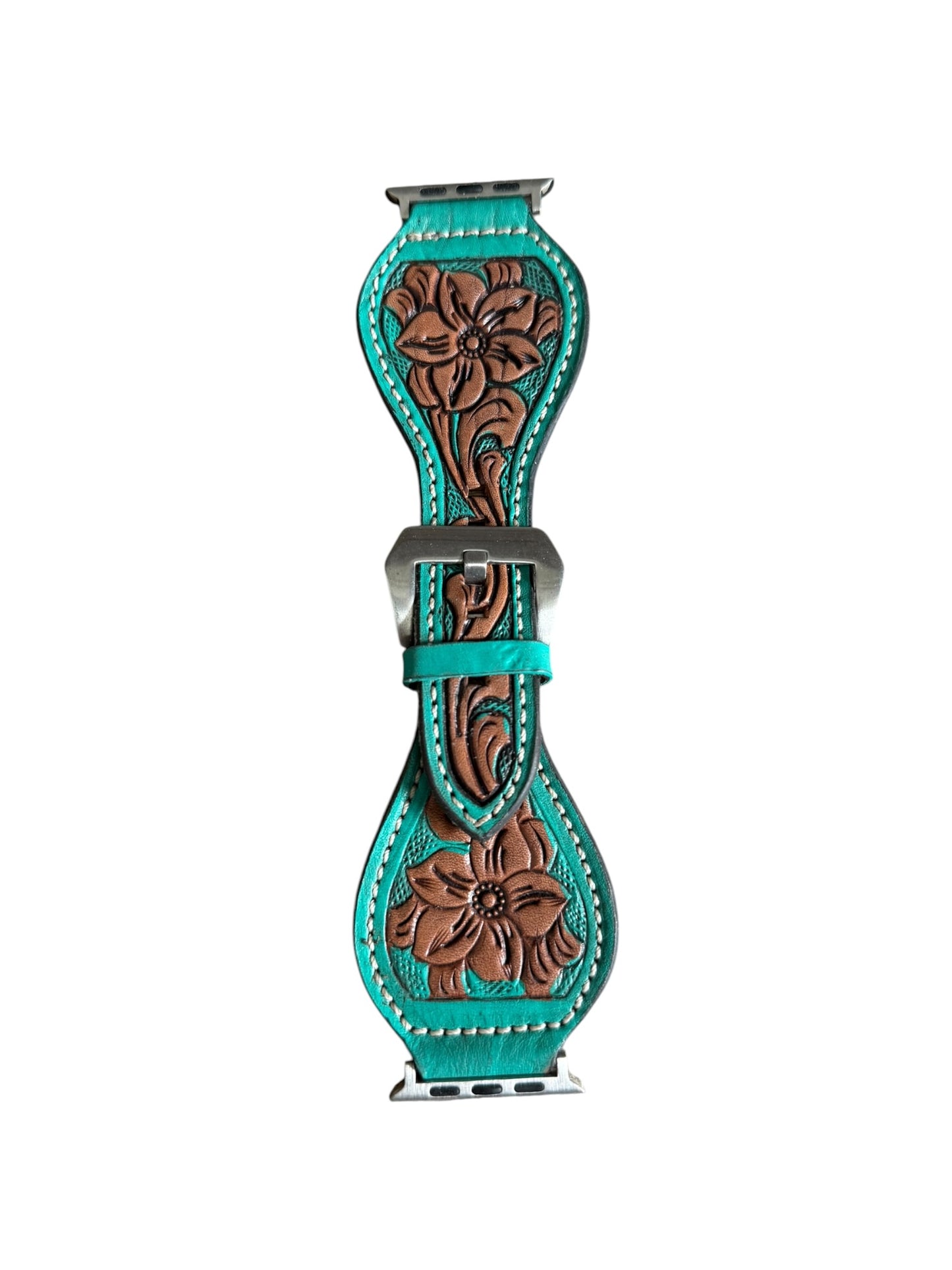 Tooled Turquoise Flower Apple Watch Bandh