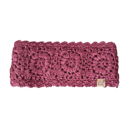 Burgundy Crochet Winter Headband