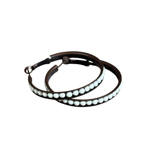 Copper & White Stone Hoop Earrings