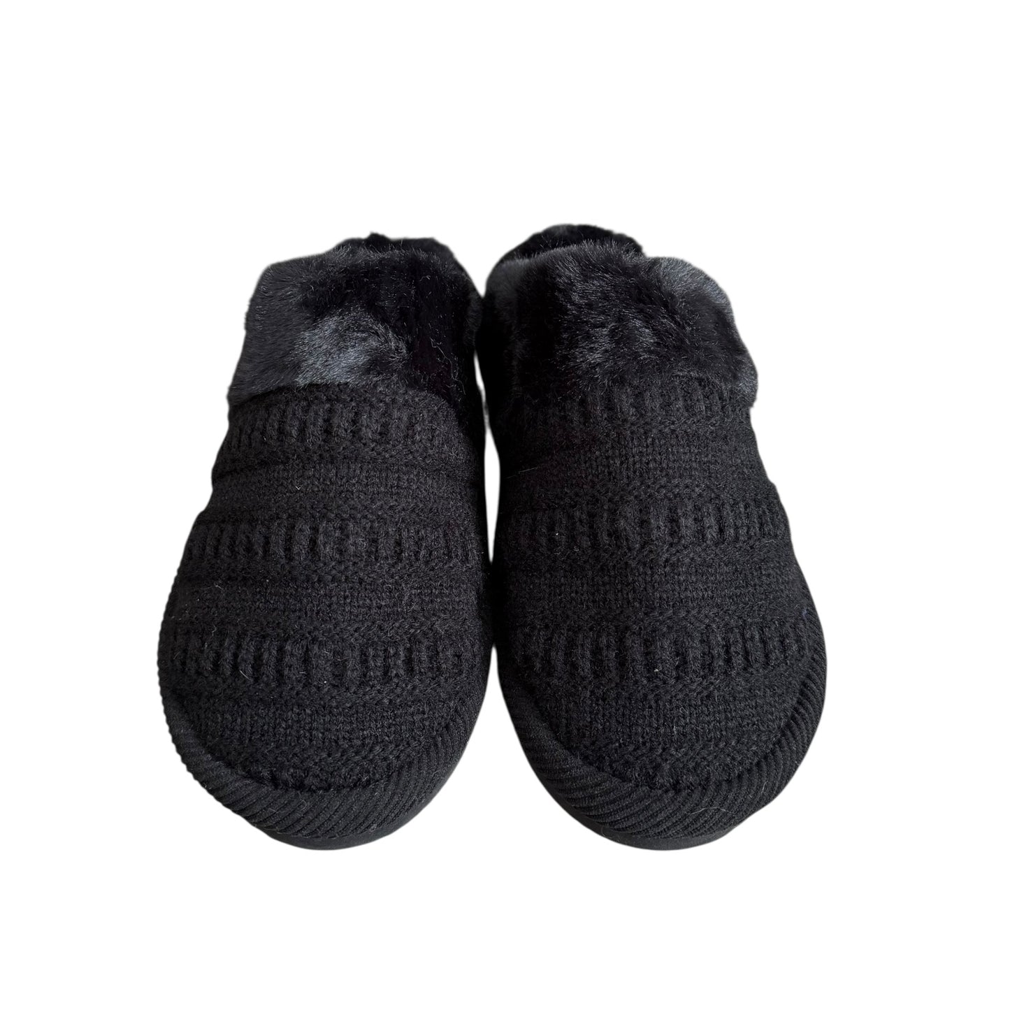 Black Ribbed Slippers