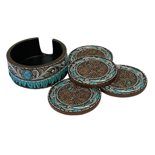 Tooled Turquoise Coasters