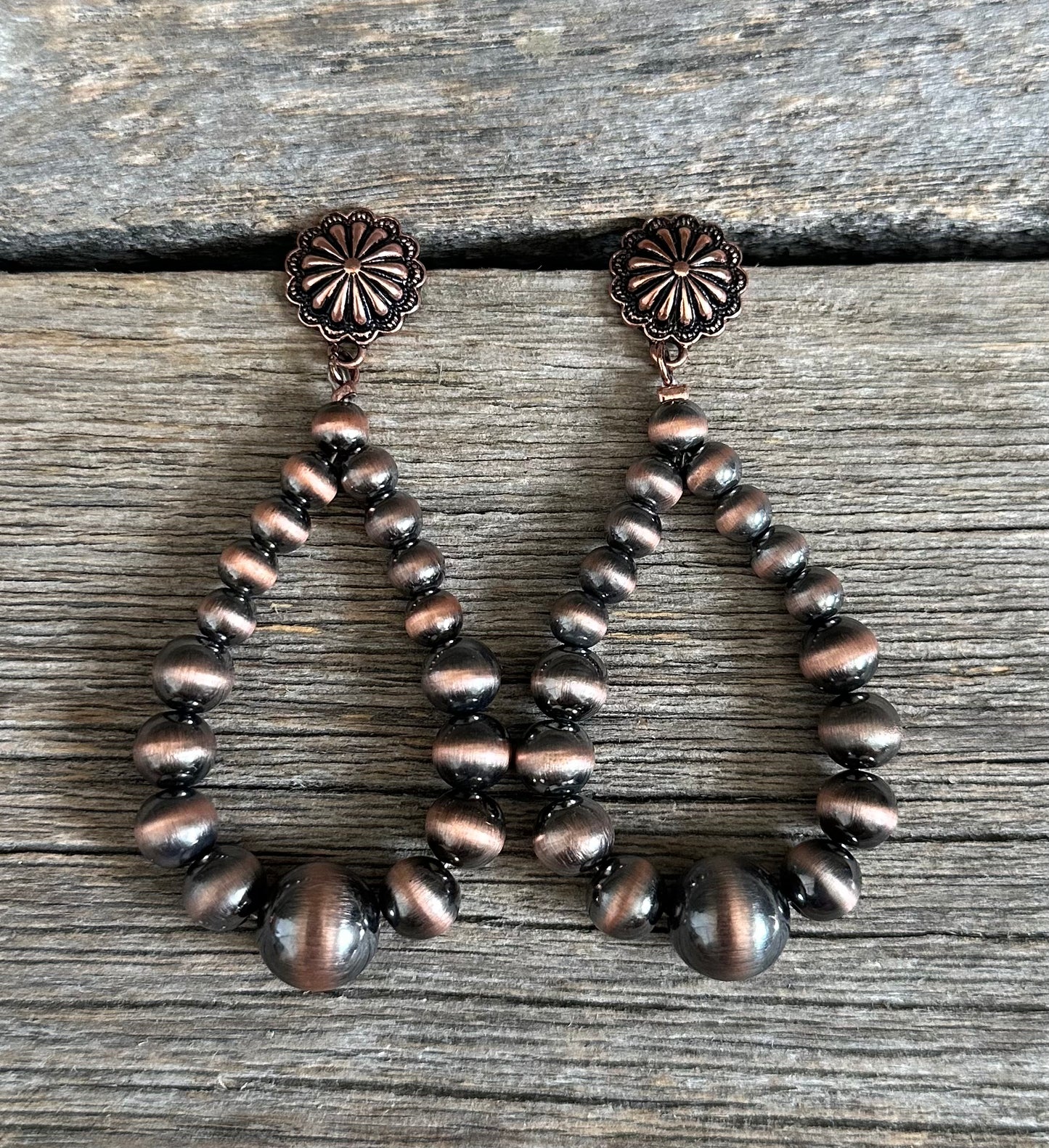 Copper Concho Navajo Pearl Earrings