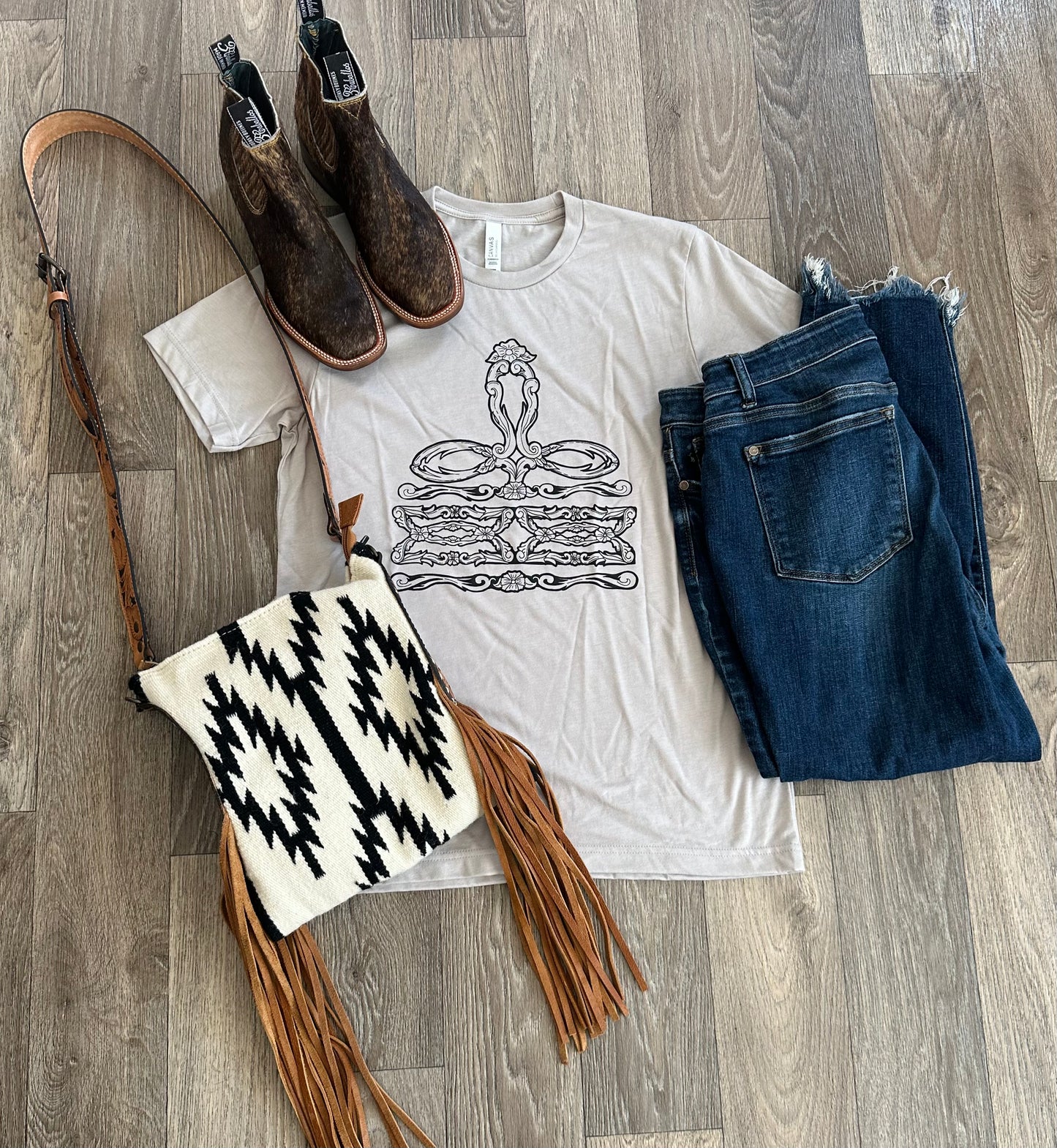 Silver Tooled Boot Stitch T-Shirt