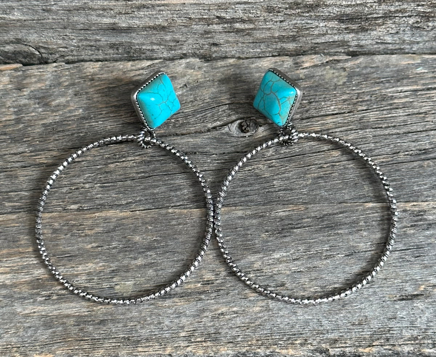 Turquoise Diamond Hoop Earrings