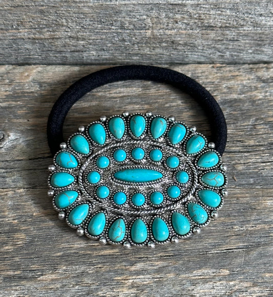 Turquoise Oval Hair Tie