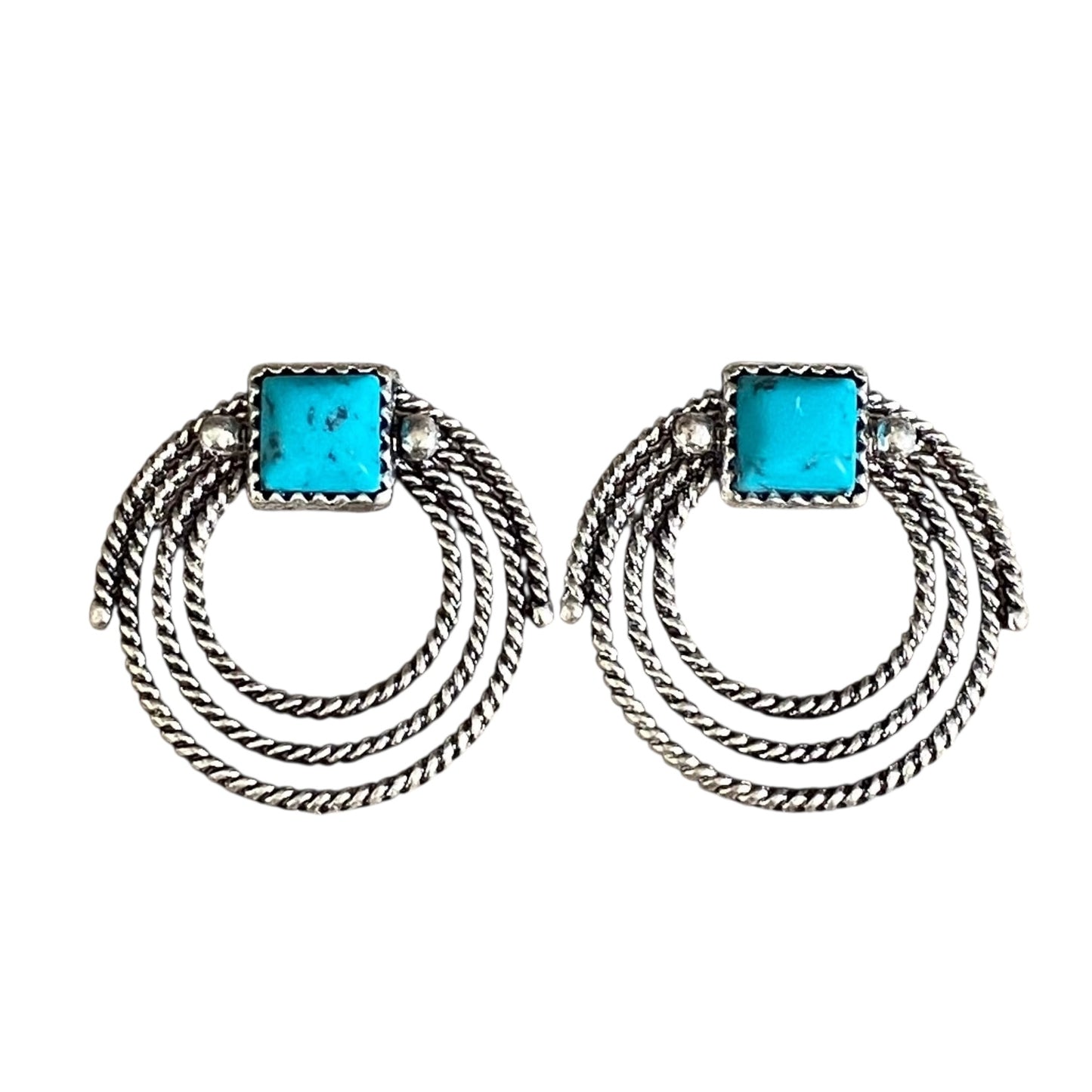 Turquoise Stone Rope Earrings