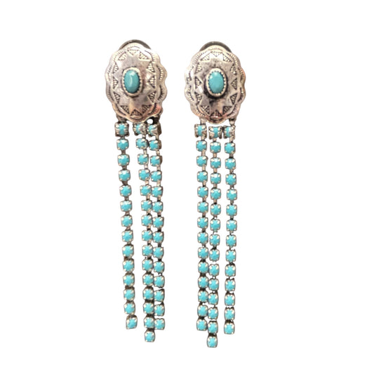 Turquoise Concho Fringe Earrings