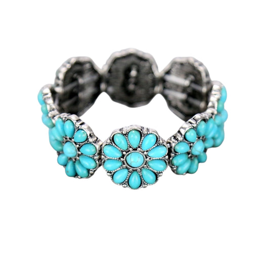 Turquoise Cluster Stretch Bracelet