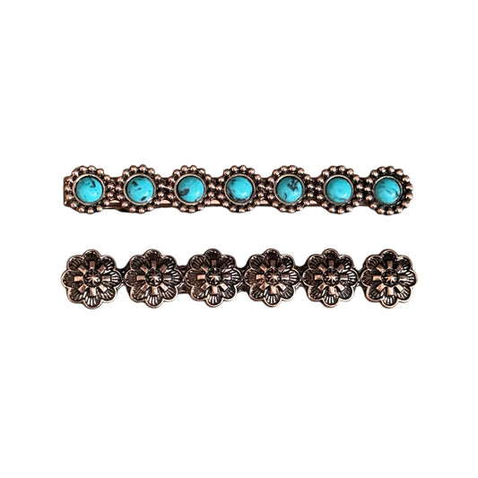 Copper Turquoise Hair Clips
