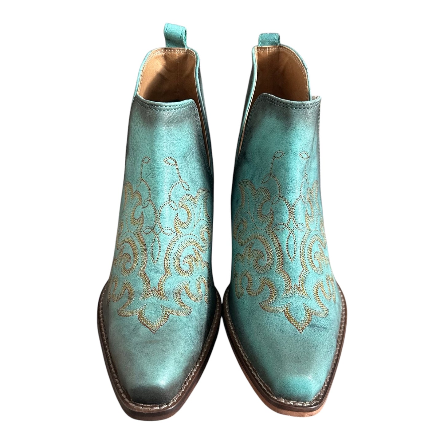 Turquoise Stitched Booties