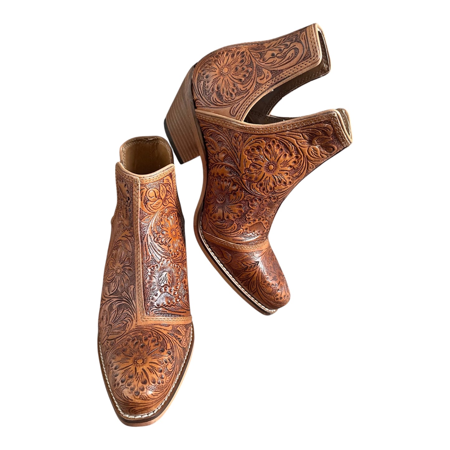 Caramel Tooled Booties