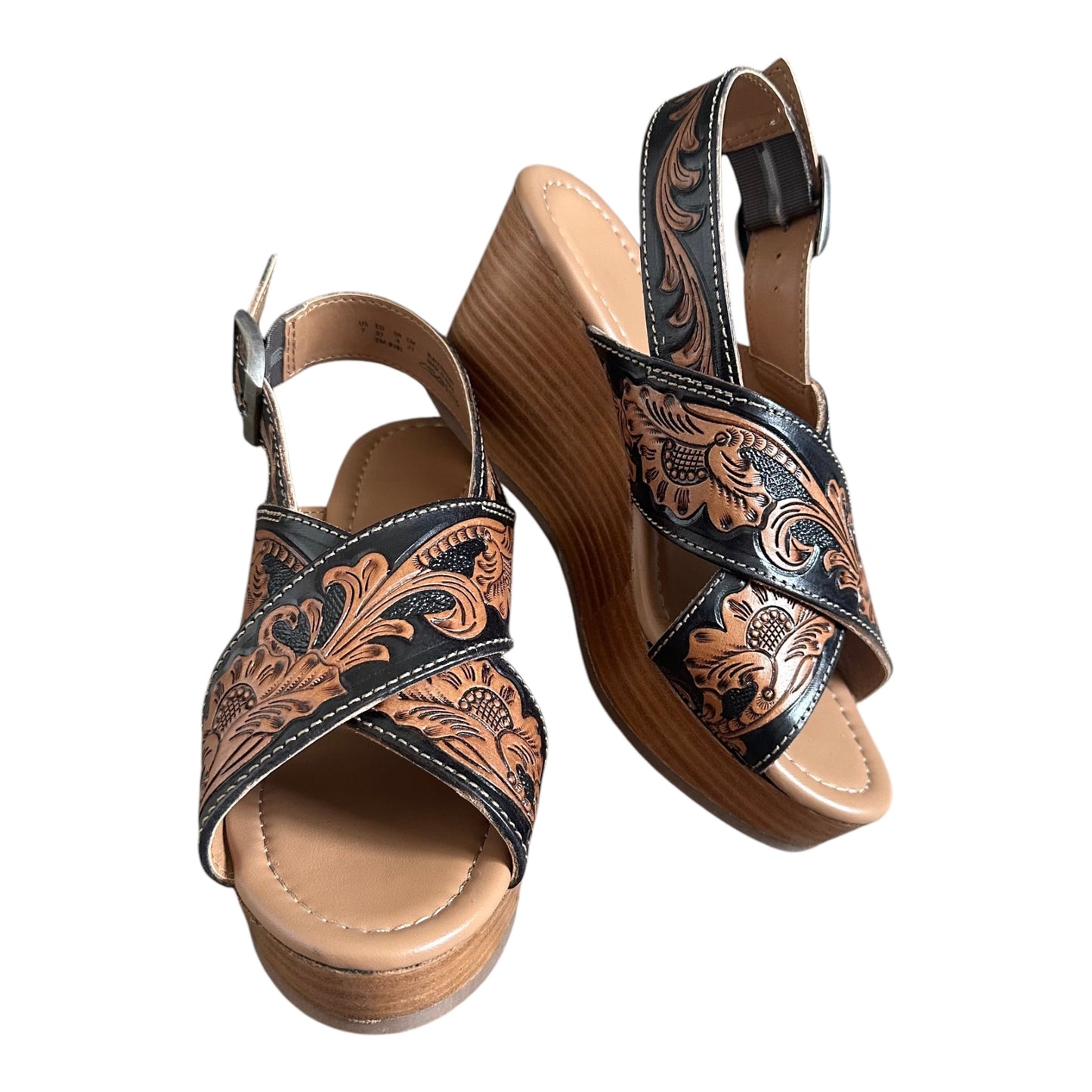 Tooled Leather Wedges